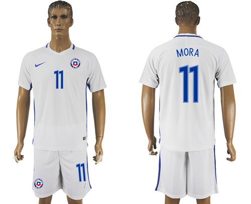 Chile #11 Mora Away Soccer Country Jersey